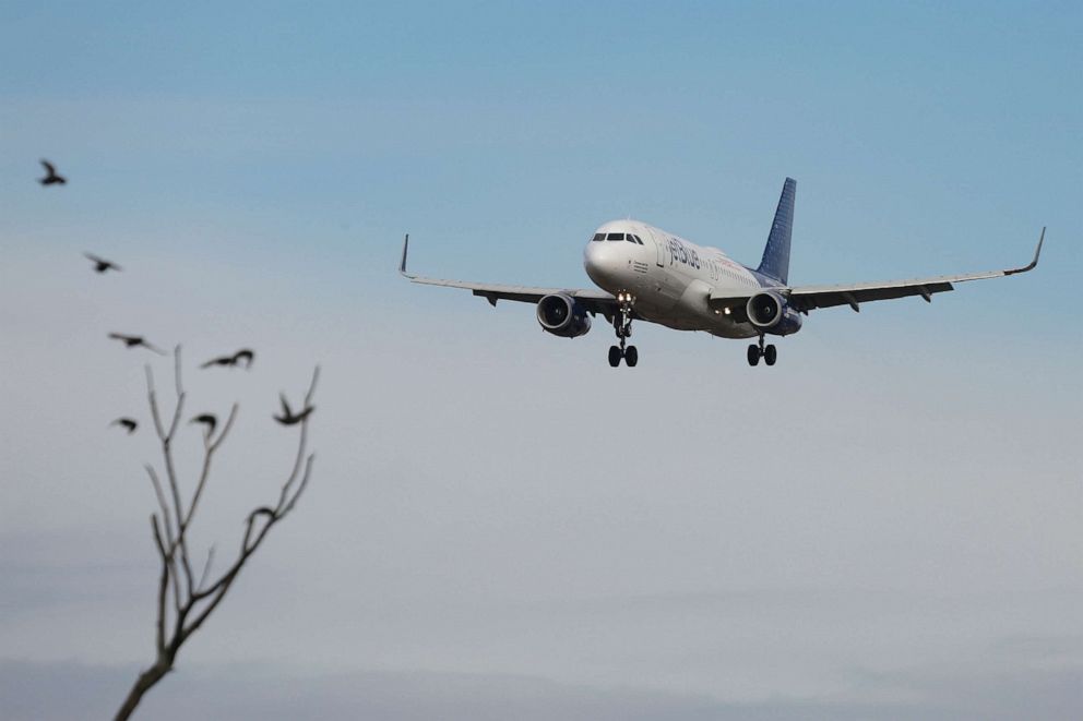 PHOTO: File image of a JetBlue Airways Airbus A320 passenger aircraft landing at John F. Kennedy International Airport in New York City, Oct. 22, 2020.