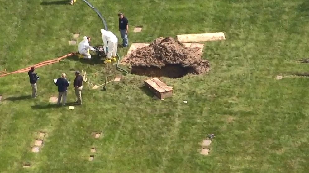 PHOTO: Detroit police found the wrong six bodies when they dug up graves at United Memorial Gardens cemetery in late June. Authorities returned on Tuesday, July 2, 2019, to conduct further investigation.