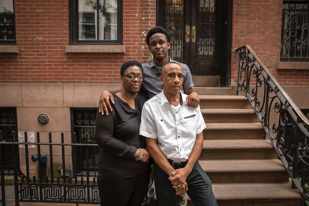 PHOTO: Botham Jean's parents, Allison and Bertrum, and his brother, Brandt, in New York, Sept. 20, 2018. 