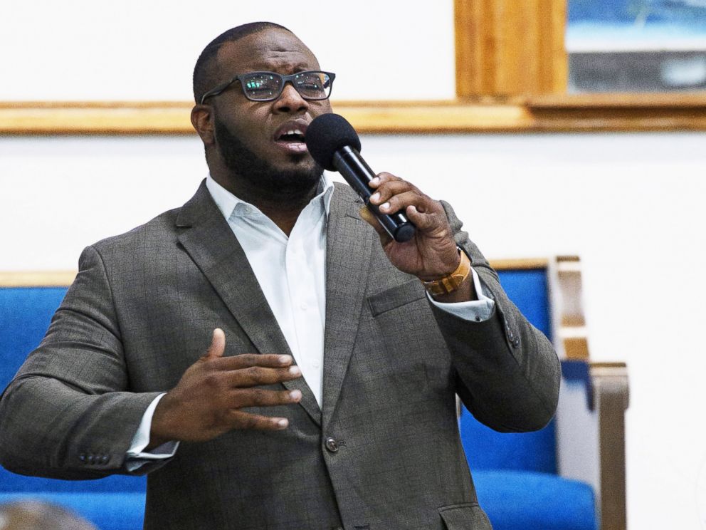 PHOTO: This Sept. 21, 2017, photo provided by Harding University in Search, Ark., shows Botham Jean leading worship at a university presidential reception in Dallas.