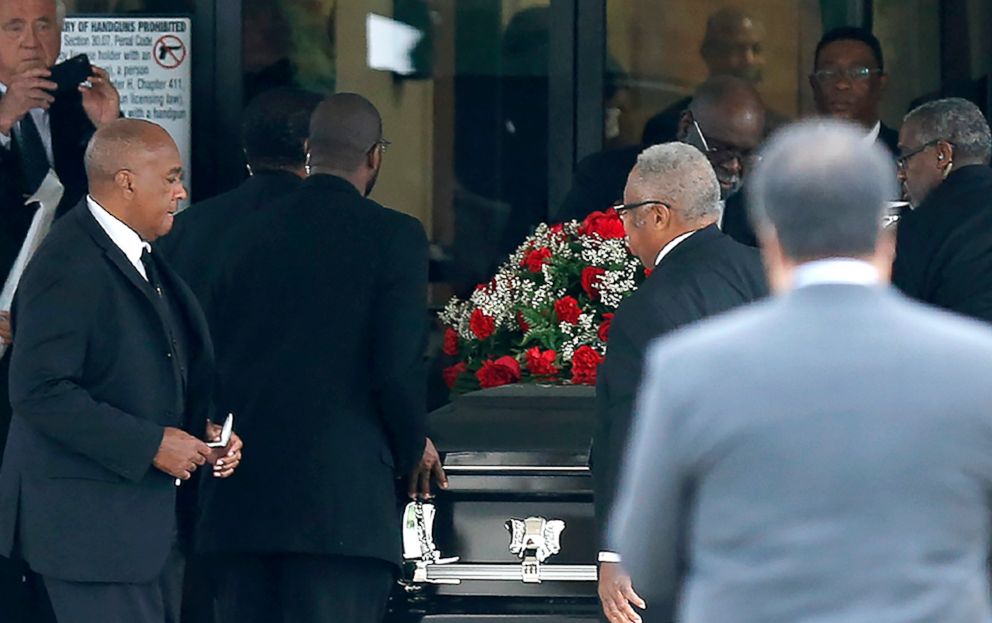 PHOTO: The casket carrying Botham Shem Jean arrives at Greenville Avenue Church of Christ on Sept. 13, 2018 in Richardson, Texas.