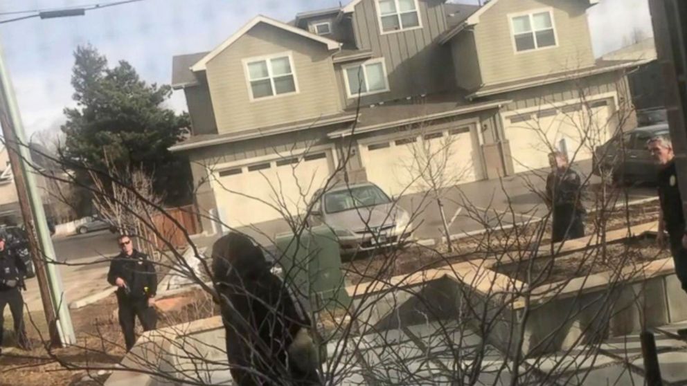 PHOTO: Cell phone video shows police, some with guns drawn, confronting a black man in Boulder, Colorado, on March 1, 2019, who claimed he was just picking up trash on his own property with a metal trash grabber.
