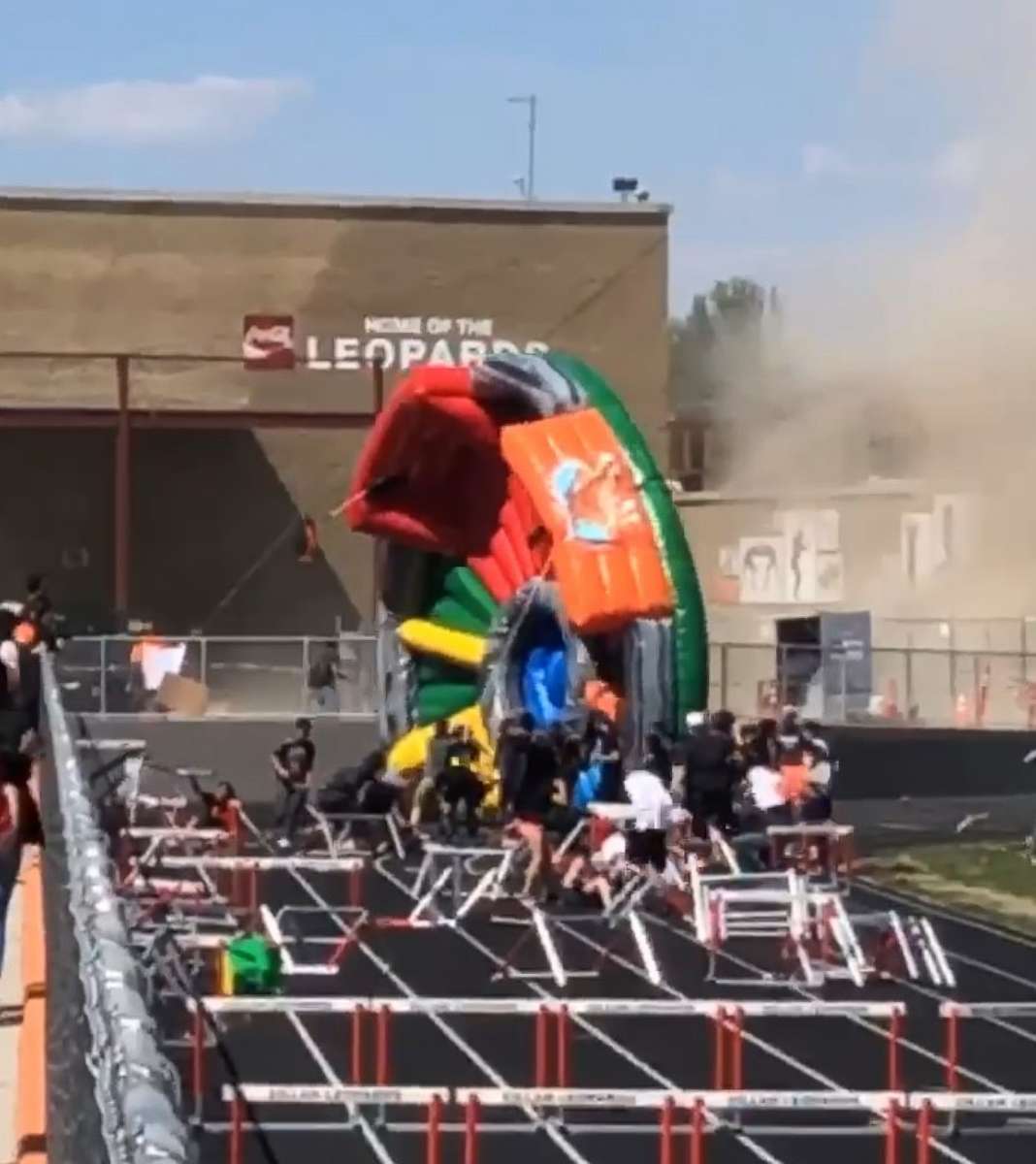 PHOTO: Five people were injured, including one critically, when an inflatable game blew over at Zillah High School in Zillah, Wash., on Wednesday, May 1, 2019.