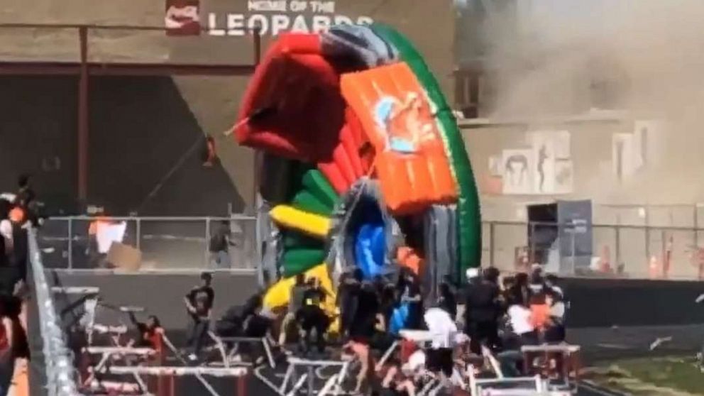 PHOTO: Five people were injured, including one critically, when an inflatable game blew over at Zillah High School in Zillah, Wash., on Wednesday, May 1, 2019.