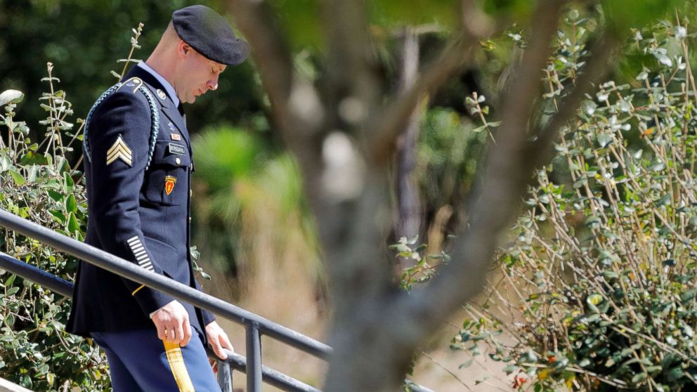 Army Sergeant Bowe Bergdahl leaves the courthouse at the end of the third day of sentencing proceedings in his court martial at Fort Bragg, N.C., Oct. 26, 2017.  