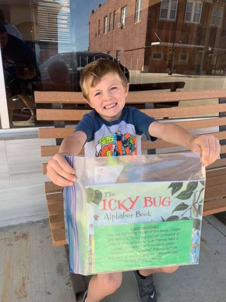 PHOTO: Marshall Cox, 4, found three books in downtown Sheldon and then in Ashton, Iowa. His father, Jed Cox, told ABC News how excited Marshall was upon finding the books. 