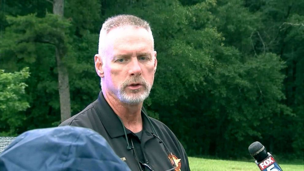 PHOTO: Newton County sheriff, Jeff Alexander, talks to the press after an incident in which a 14-year-old Boy Scout from Texas was killed after a tree felt on his tent, June 25, 2018, in Newton, Georgia.