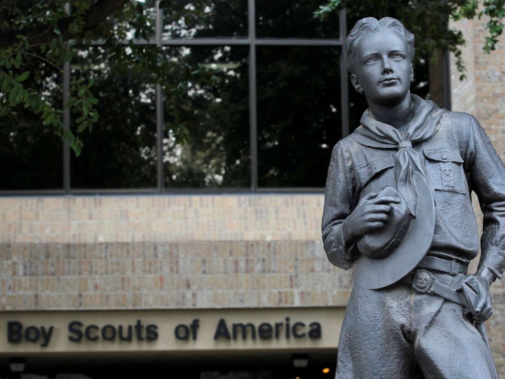 PHOTO: The statue of a scout stands in the entrance to the Boy Scouts of America headquarters in Irving, Texas, February 5, 2013.   