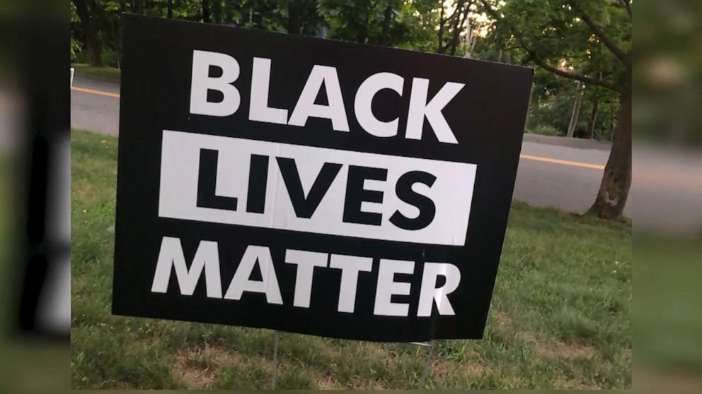 PHOTO: A sign on Dr. Erin Tracy Bradley's lawn in Stoneham, Mass.