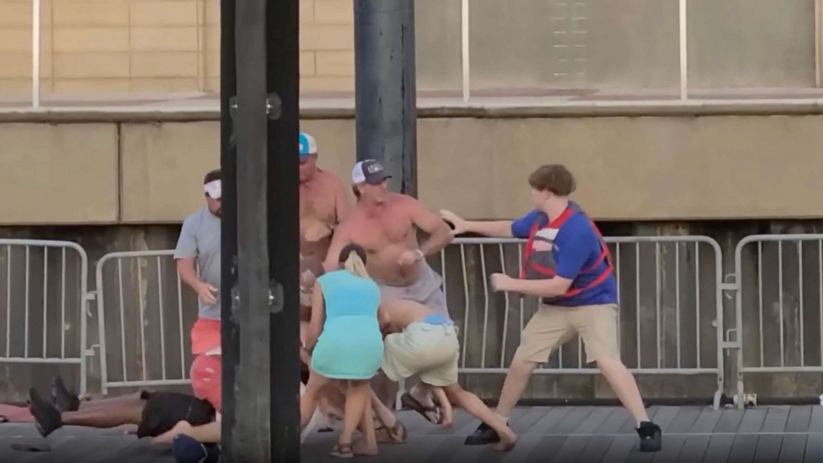 PHOTO: Several people were arrested on Aug. 5, 2023 after a massive brawl between white boaters and a Black dock employee at Riverfront Park in Montgomery, Alabama.