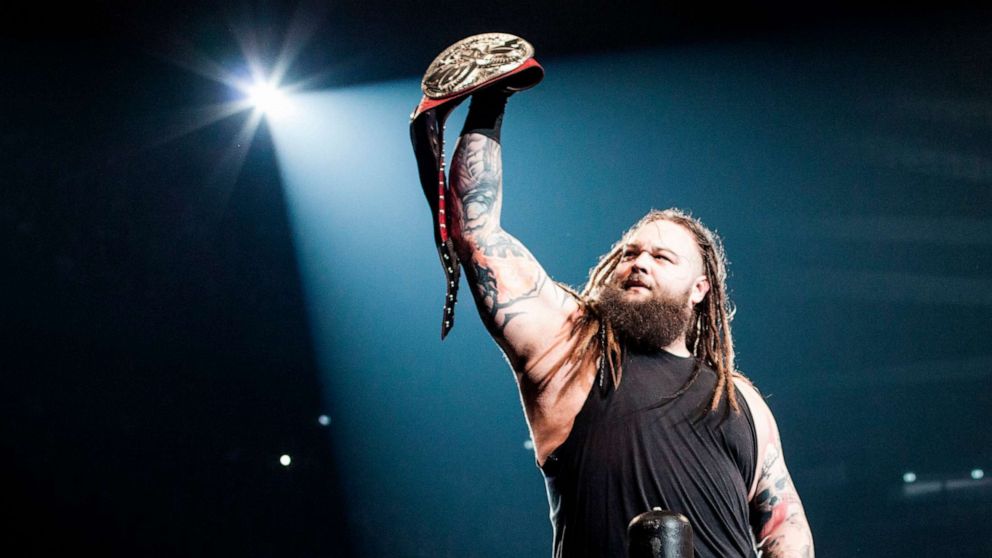 PHOTO: In this May 19, 2018, file photo, Bray Wyatt appears in the ring during a WWE Live show at Accor Arena in Paris.