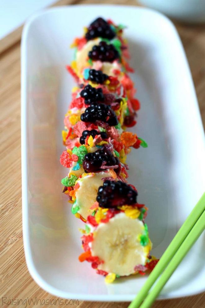 PHOTO: Cereal crusted breakfast sushi.