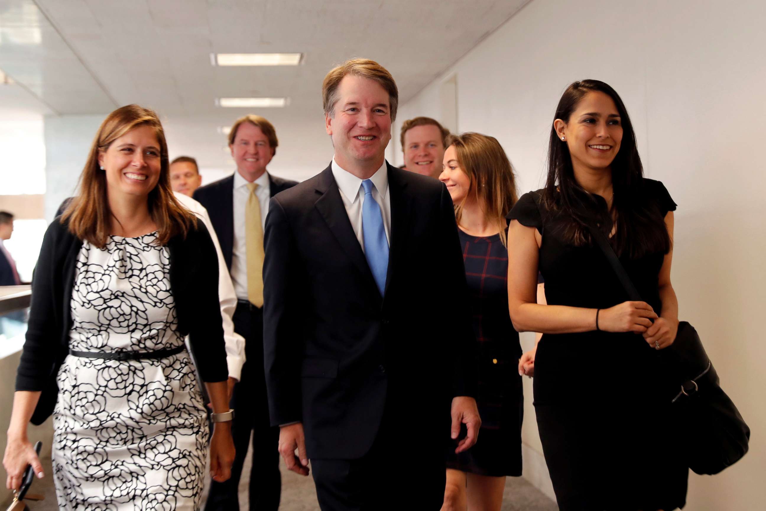 PHOTO: Supreme Court nominee Judge Brett Kavanaugh arrives for a meeting with Senator Joe Donnelly at Donnelly's office on Capitol Hill in Washington, August 15, 2018.