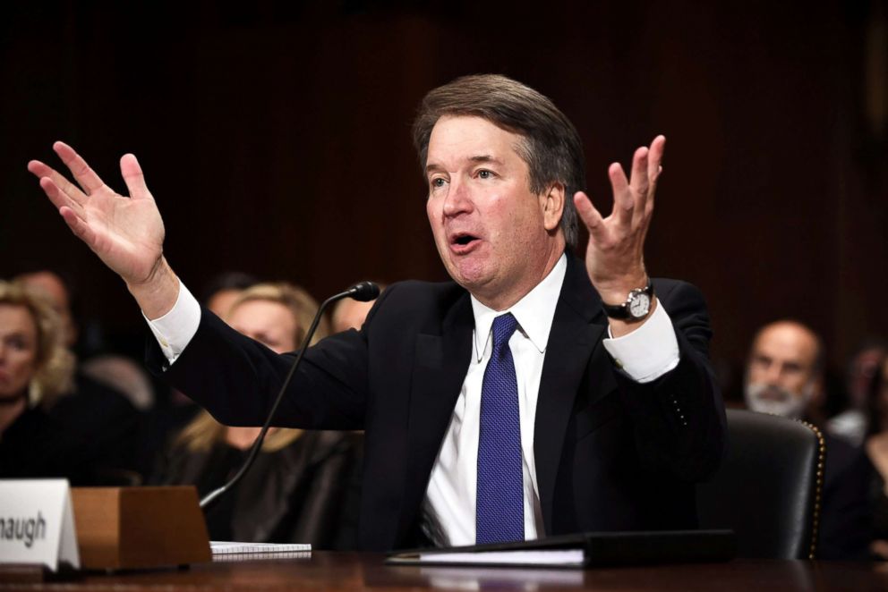 PHOTO: Judge Brett Kavanaugh testifies before the U.S. Senate Judiciary Committee on Capitol Hill in Washington, Sept. 27, 2018.