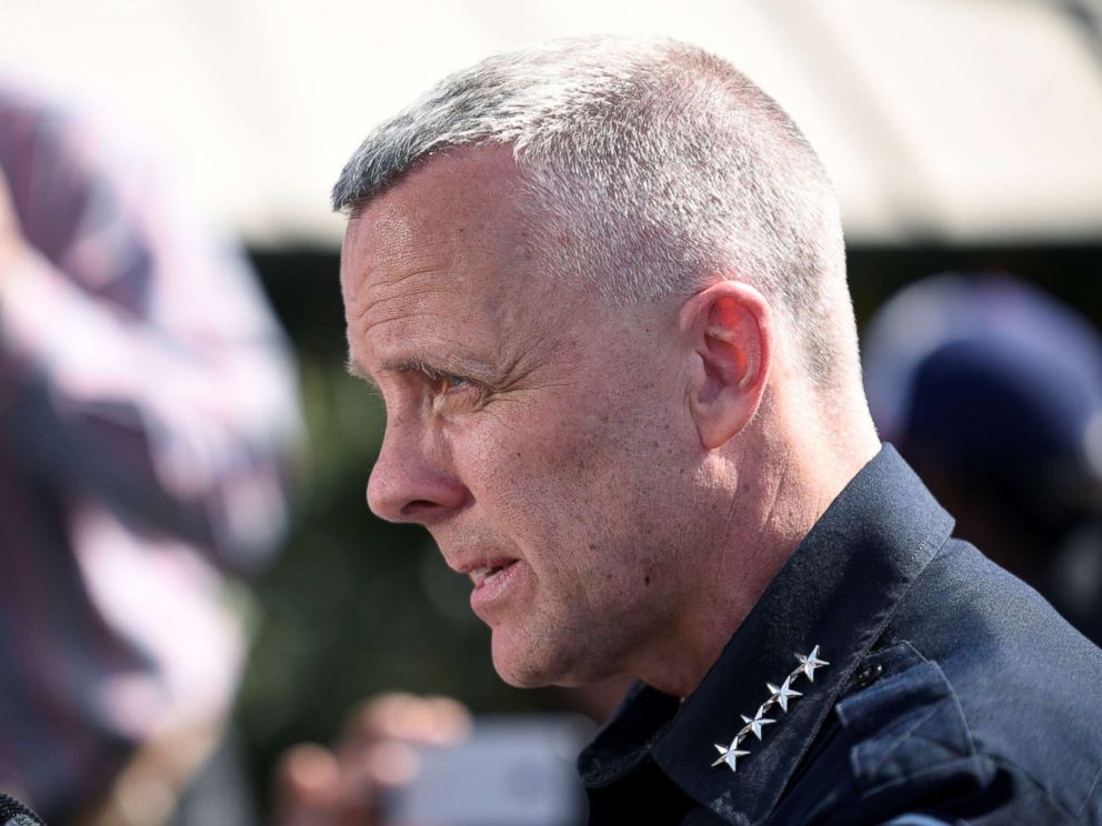 PHOTO: Austin Police chief Brian Manley speaks during a news conference near the scene where a woman was injured in a package bomb explosion in Austin, Texas, March 12, 2018.