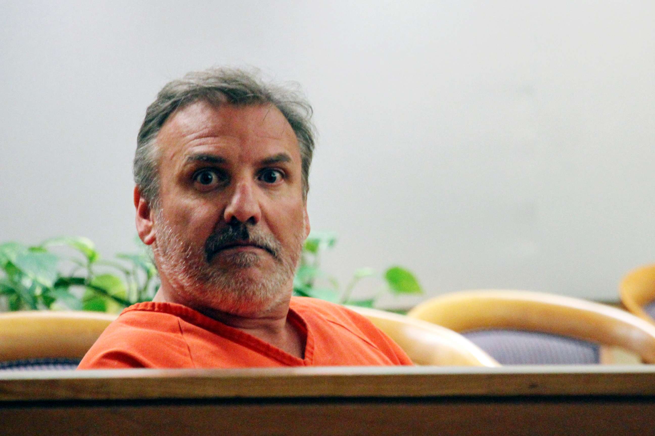 PHOTO: Brian Steven Smith looks out in the courtroom while waiting for his arraignment to start Oct. 16, 2019, in Anchorage, Alaska.