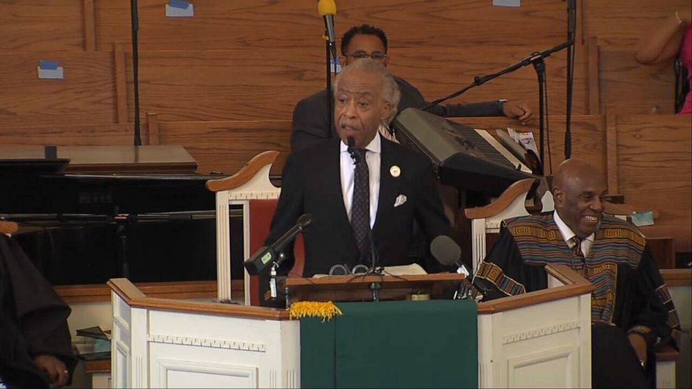 PHOTO: In this screen grab taken from a video, Rev. Al Sharpton speaks at the funeral for Brianna Grier at the West Hunter Street Baptist Church in Atlanta, Aug. 11, 2022.
