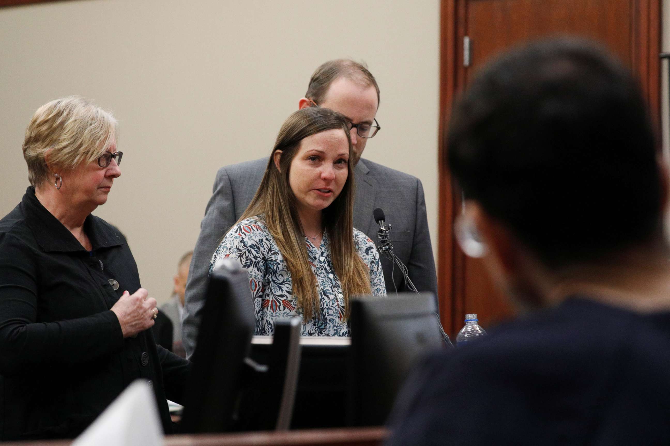 PHOTO: Victim Brianne Randall speaks at the sentencing hearing for Larry Nassar, a former team USA Gymnastics doctor who pleaded guilty in November 2017 to sexual assault charges, in Lansing, Mich., Jan. 23, 2018.