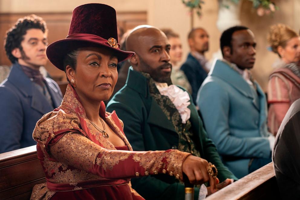 PHOTO: Adjoa Andoh as Lady Agatha Danbury and Daniel Francis as Lord Anderson are shown in an episode of "Bridgerton."