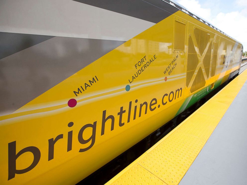 PHOTO: A Brightline train is shown at the station, Jan. 11, 2018, in Fort Lauderdale, Fla.