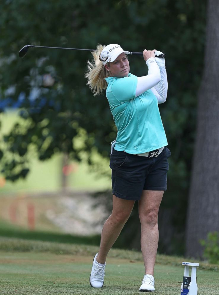 PHOTO: Brittany Lincicome watches her tee shot on the third hole during the final round of the Marathon Classic Presented By Owens Corning And O-I at Highland Meadows Golf Club on July 15, 2018 in Sylvania, Ohio.