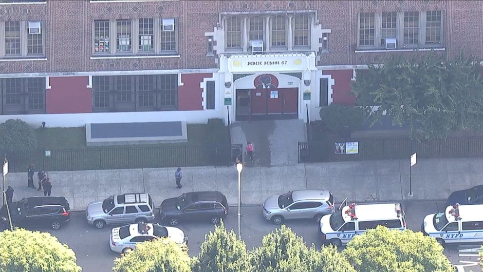 PHOTO: Two teenagers were stabbed, one fatally, at P.S. 67 in the Bronx borough of New York, Sept. 27, 2017.
