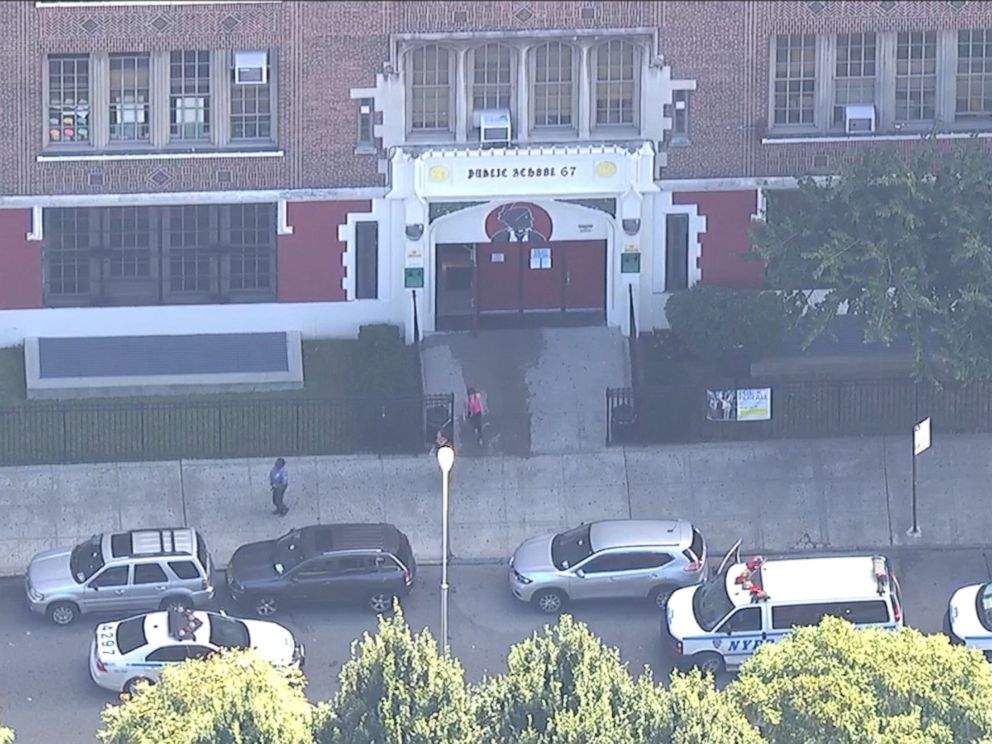 PHOTO: Two teenagers were stabbed, one fatally, at P.S. 67 in the Bronx borough of New York, Sept. 27, 2017.
