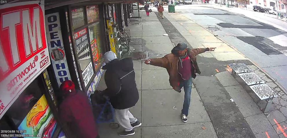 PHOTO: A man holding a pipe was shot and killed by police officers who believed he was pointing a gun in New York City on April 4, 2018.