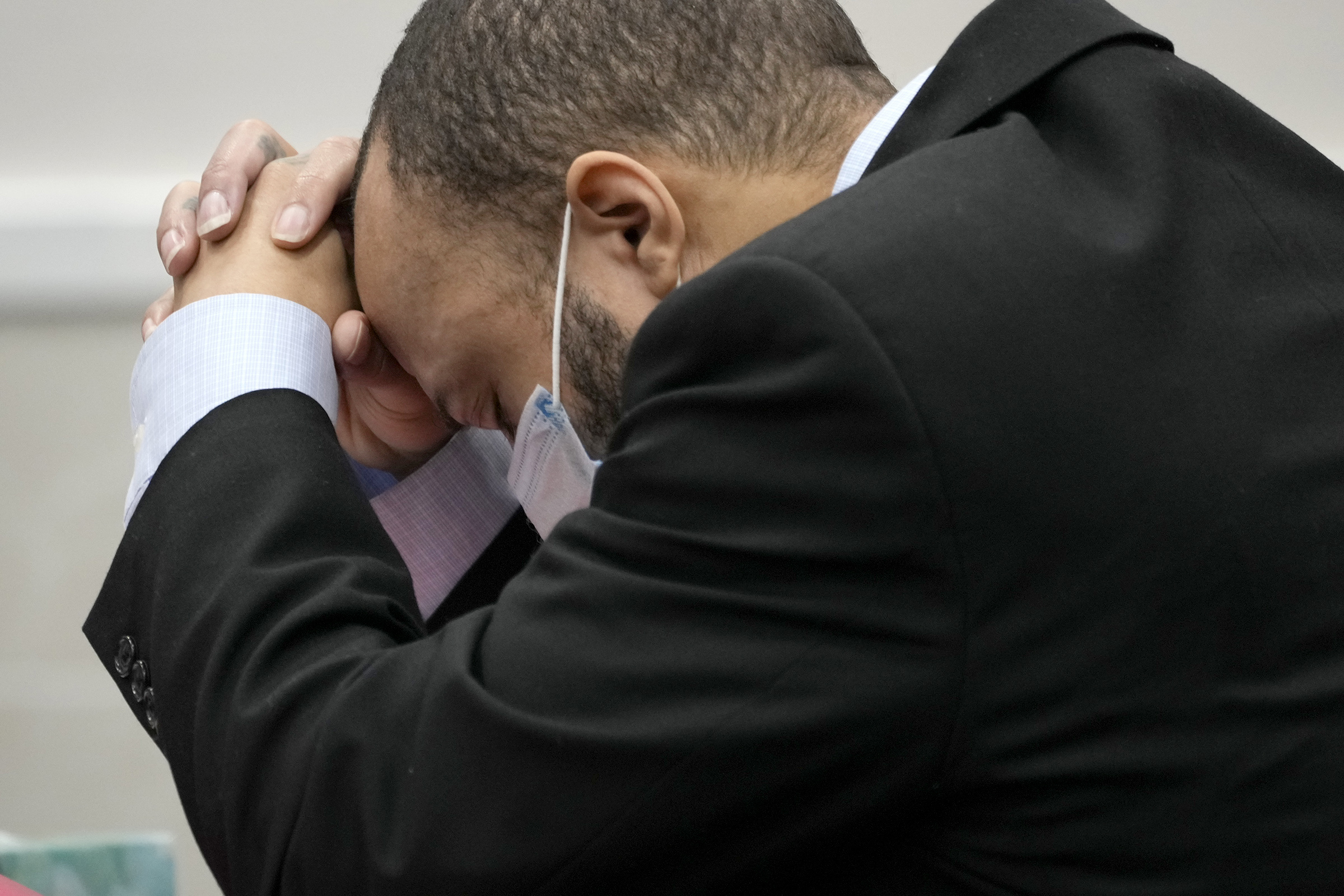 PHOTO: Darrell Brooks reacts as the guilty verdict is read during his trial in a Waukesha County Circuit Court in Waukesha, Wis., Oct. 26, 2022.