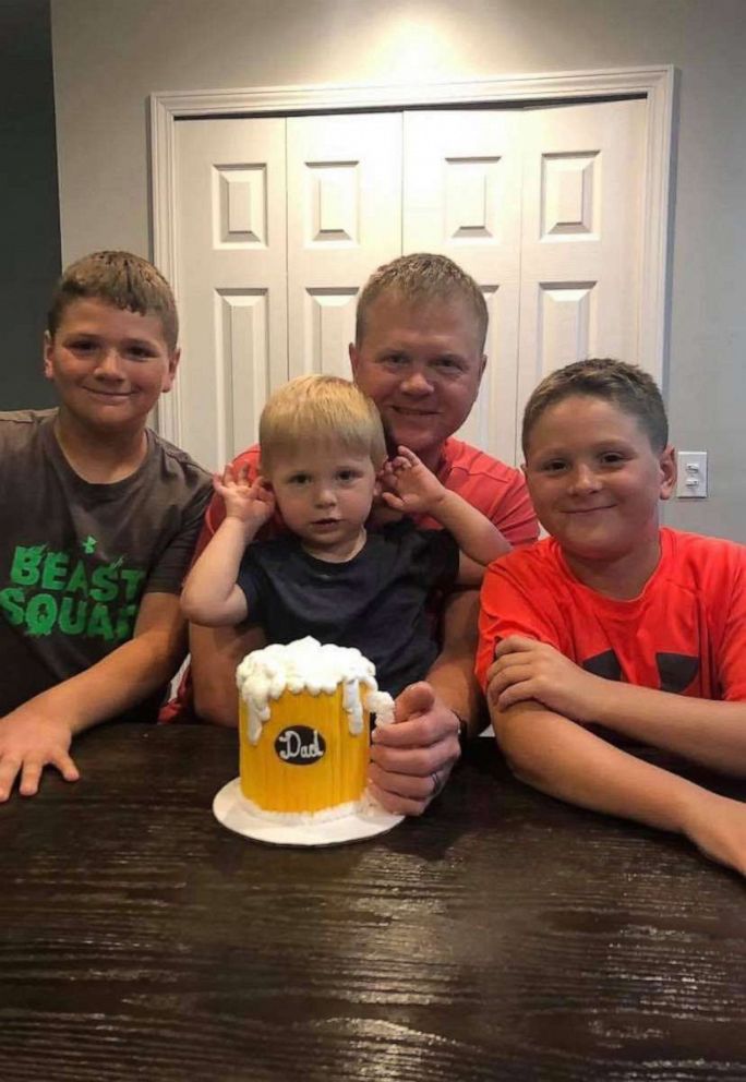 PHOTO: Brothers Talon, Tyson and Skyler pose with their father, Conor, Conor died suddenly at the age of 40 in September, leaving his wife, Heather, and their three sons.