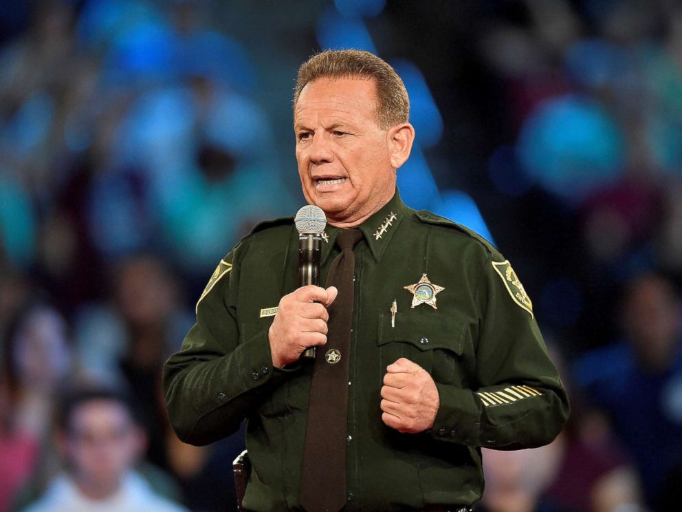 PHOTO: Broward County Sheriff Scott Israel speaks before the start of a CNN town hall meeting at the BB&T Center in Sunrise, Fla., Feb. 21, 2018.