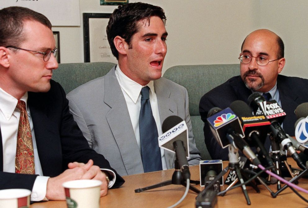 PHOTO: James Dale, center, a Matawan, N.J. assistant scoutmaster who was kicked out of the Boy Scouts nine years ago when leaders found out he is gay at a news conference, Aug. 4, 1999, at the New York offices of Lambda. Buckel is pictured at left.