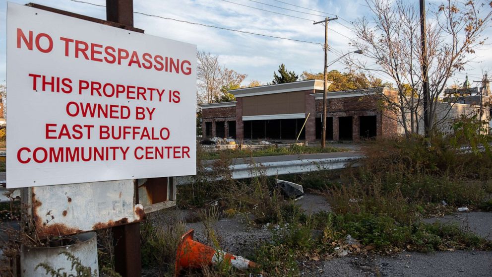 PHOTO: An abandoned lot off Broadway Street in an under-developed area on the east side of Buffalo, N.Y., Oct. 24, 2022.