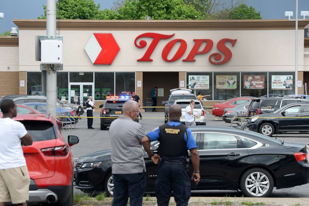 PHOTO: Buffalo Police on scene at a Tops Friendly Market following a mass shooting, May 14, 2022, in Buffalo, N.Y
