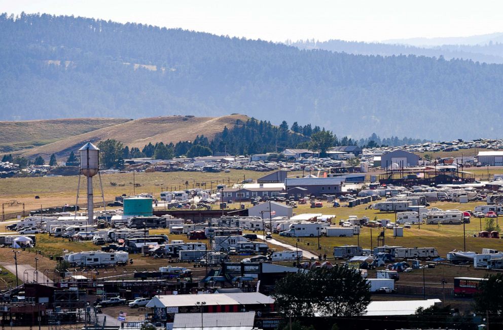 PHOTO: Campers start setting up at the Sturgis Buffalo Chip a day before the start of the Sturgis Motorcycle Rally, Aug. 6, 2020 in Sturgis, S.D.