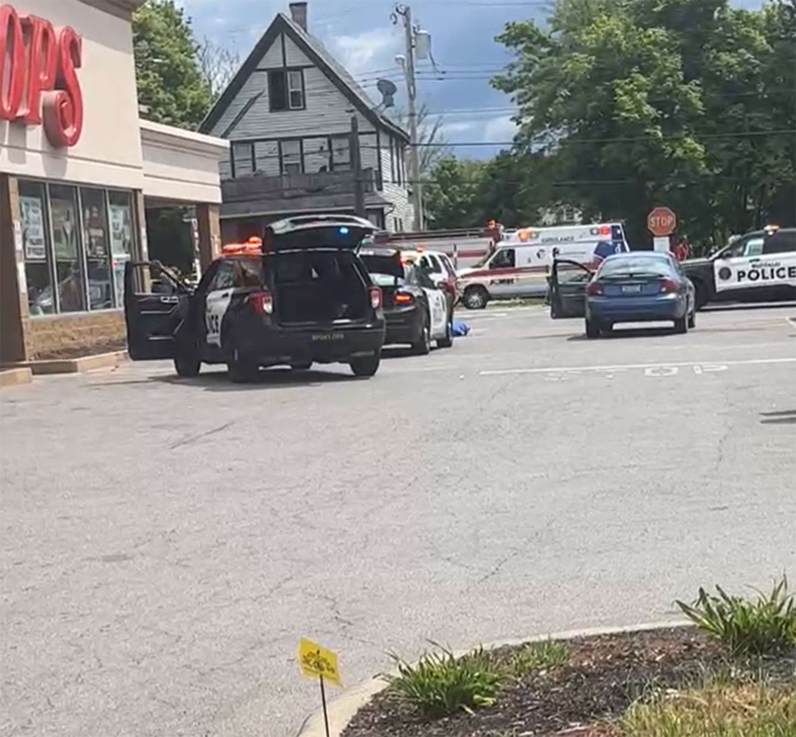 PHOTO: First responders investigate the scene of a mass shooting in Bingingham, NY, May 15, 2022.