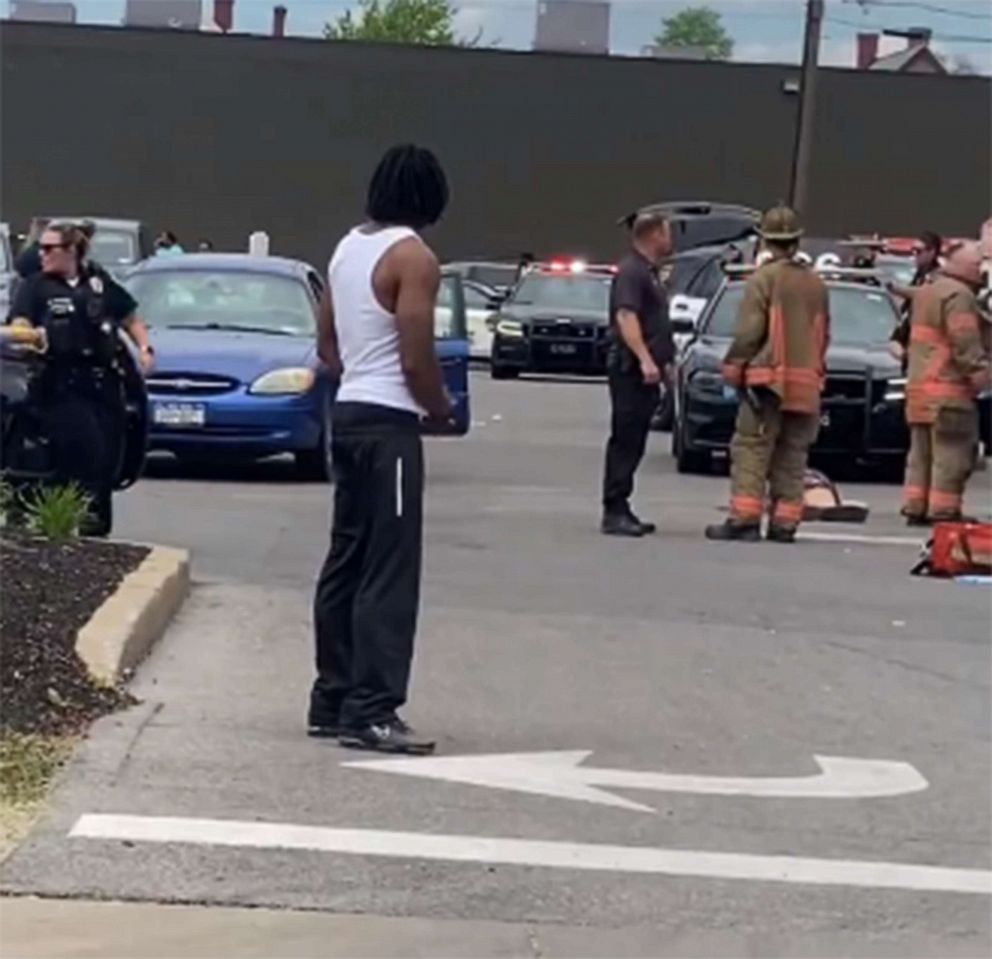 PHOTO: First responders investigate the scene of a mass shooting in Bingingham, NY, May 15, 2022.