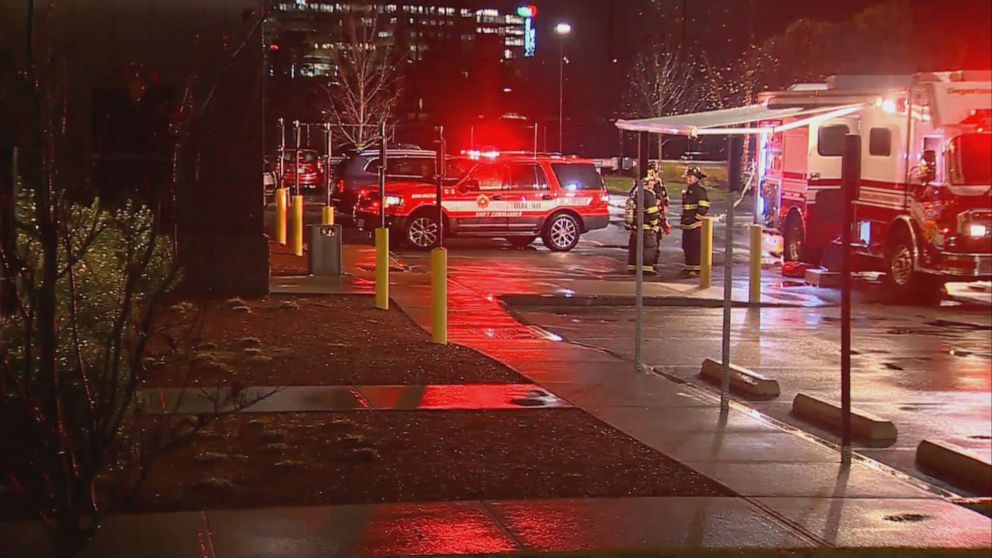 PHOTO: A chemical incident at a Buffalo Wild Wings restaurant in Burlington, Mass, on Nov. 7, 2019.