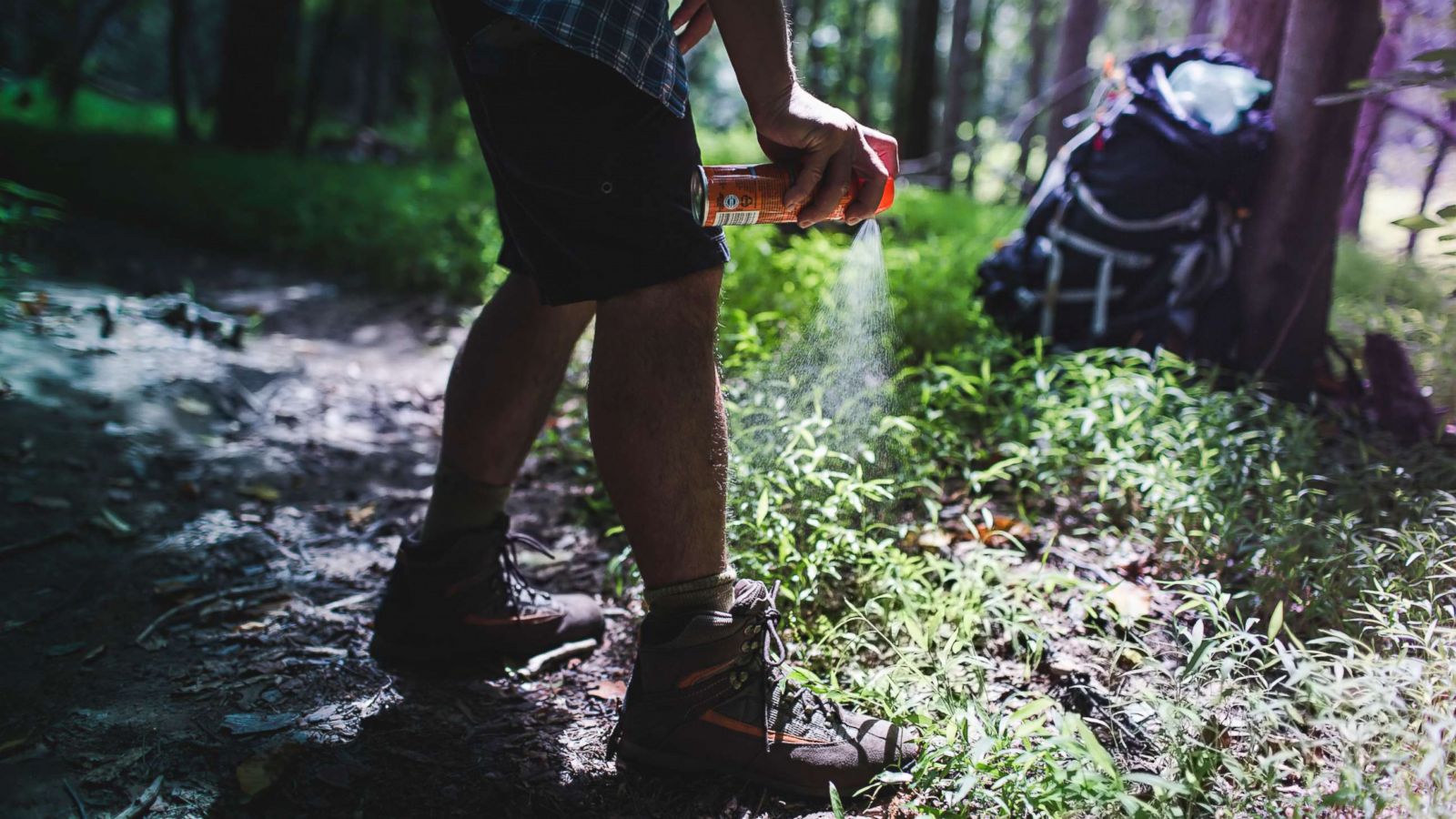 PHOTO: A hiker sprays insect repellent in this undated stock photo.