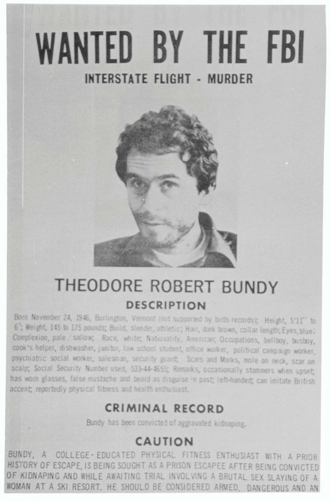 PHOTO: A FBI wanted sign of Ted Bundy. 