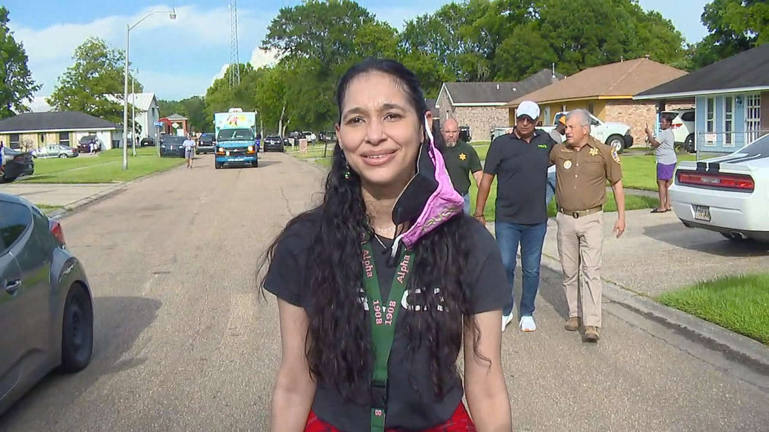 PHOTO: Executive Director of the Truce program Aishala Burgess talks with ABC News about the community outreach efforts during a walk with police in East Baton Rouge Parish, La., June 28, 2021.