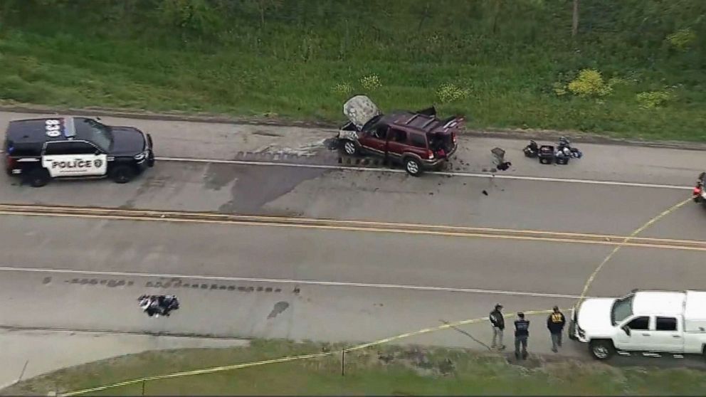 PHOTO: Authorities on the scene in Burleson, Texas, after a police officer was shot in the early morning hours of April 14, 2021, during a traffic stop.