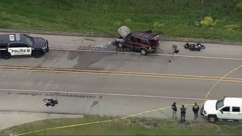 PHOTO: Authorities on the scene in Burleson, Texas, after a police officer was shot in the early morning hours of April 14, 2021, during a traffic stop.