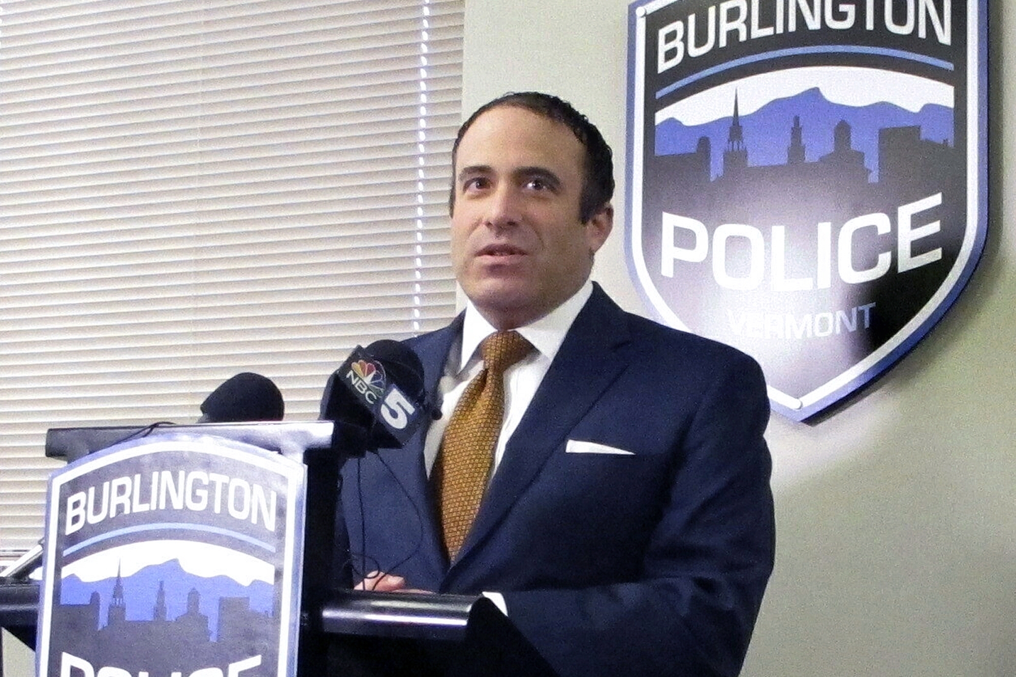PHOTO: In this April, 10, 2018, file photo, Police Chief Brandon del Pozo speaks during a news conference in Burlington, Vt. The chief told The Associated Press that he used an anonymous Twitter account in July to troll a government critic.