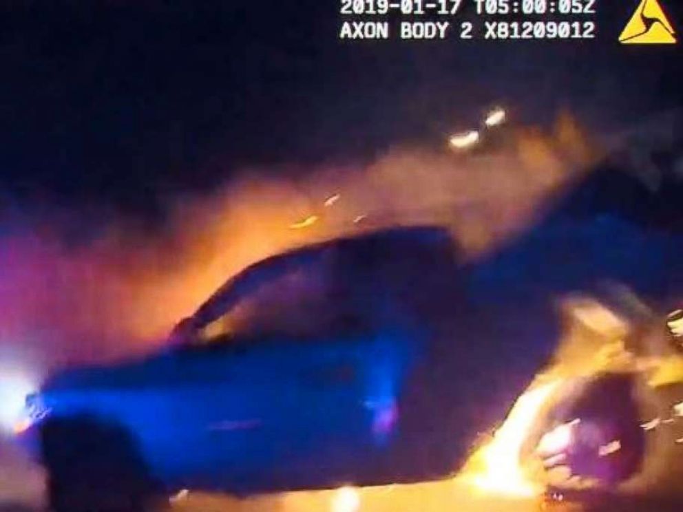 PHOTO: A woman was pulled out of a burning truck in Haltom City, Texas, after being rear-ended by a suspected drunk driver on Wednesday, Jan. 16, 2019.
