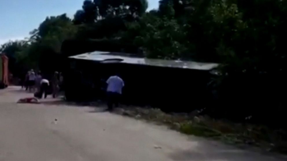PHOTO: At least 12 people were killed in a tour bus crash on Mexico's Yucatan Peninsula. 