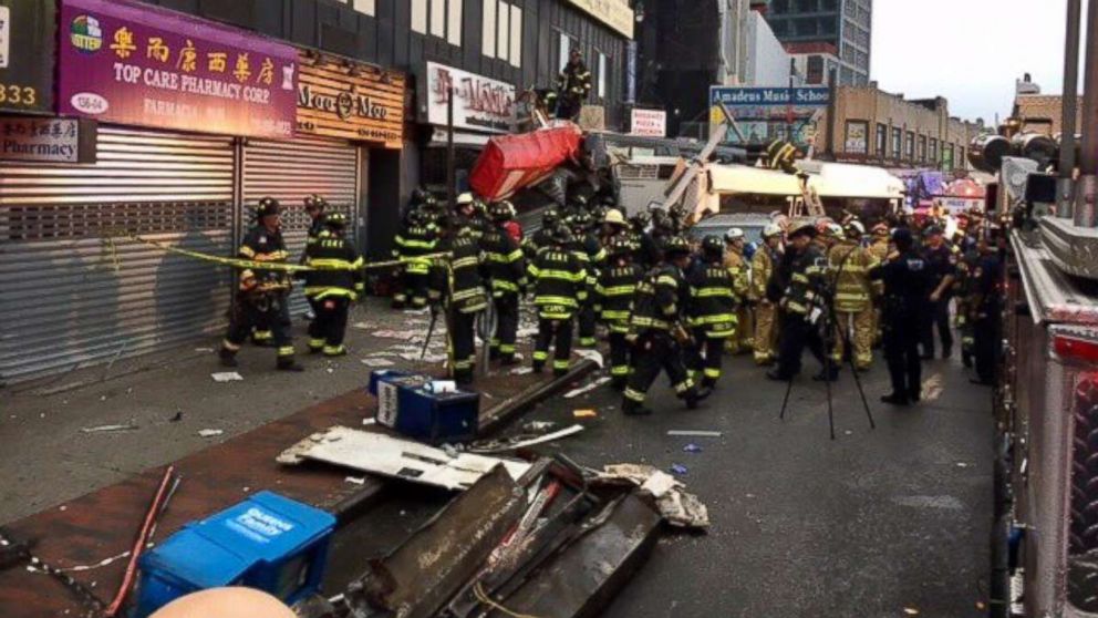 PHOTO: The scene of the bus crash, Sept. 18, 2017, in Flushing, Queens.