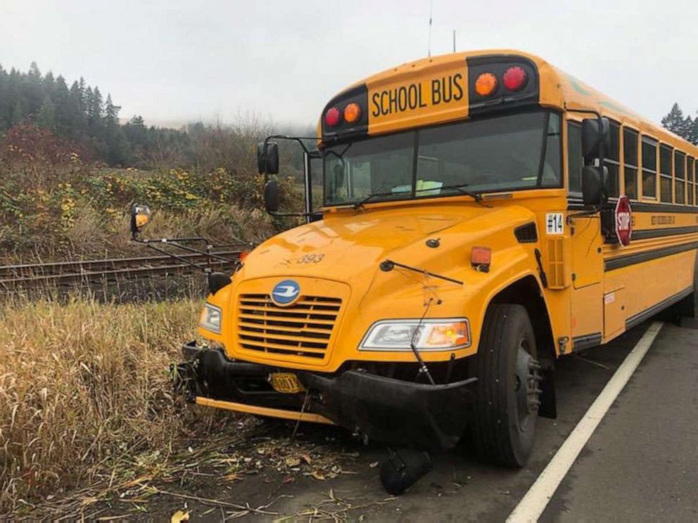 PHOTO: Video from the incident shows the bus skidding along the shoulder of a highway before the crash.