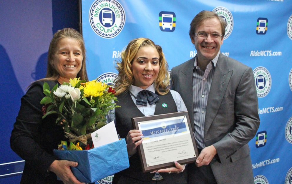 PHOTO: Natalie Barnes was recognized by the Milwaukee County Transit System for helping a homeless passenger get food and place to sleep during her shift. It was her third commendation.