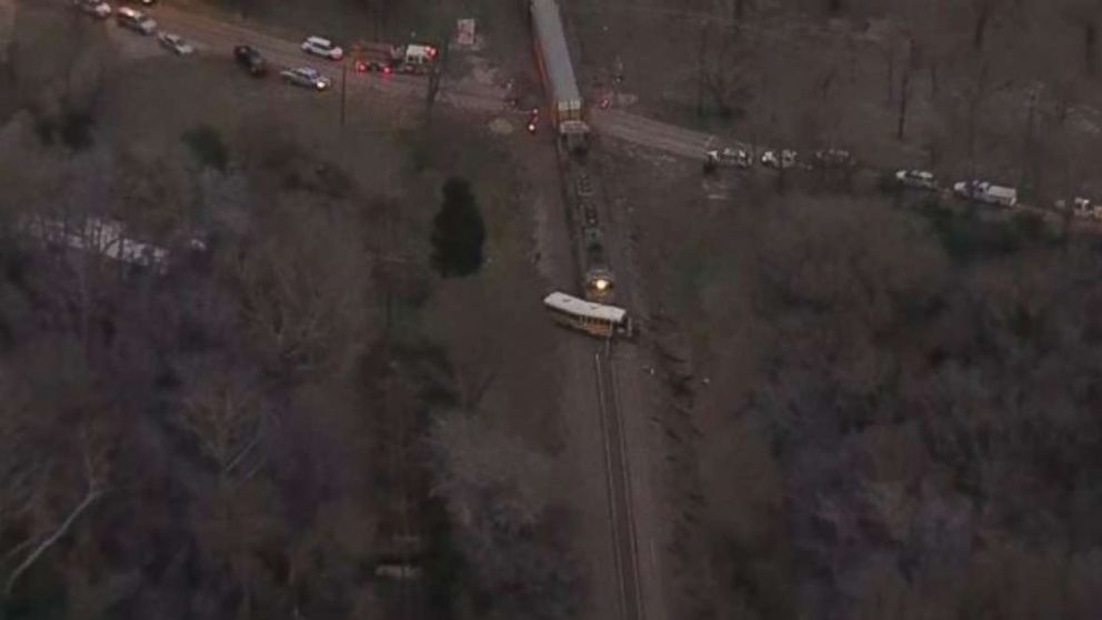 PHOTO: A 13-year-old middle school student was killed and a 9-year-old elementary school student critically injured when a train slammed into a bus in Athens, Texas, on Friday, Jan. 25, 2019.
